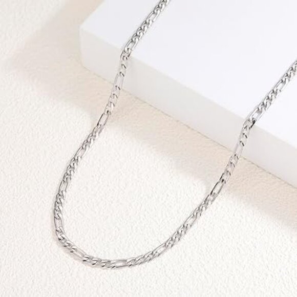 Stainless Steel 4.5mm Figaro Chain Necklace for Women - Picture 2 of 4